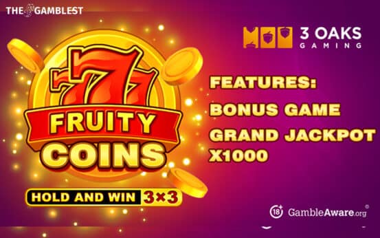 3 Oaks Gaming brings nostalgic encounter with juicy wins in 777 Fruity Coins
